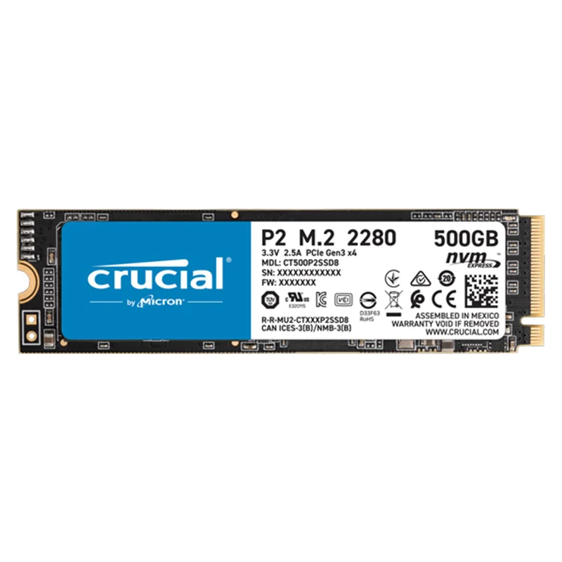 حافظه اس اس دی کروشیال مدل P2 PCIe M.2 2280 ظرفیت 500 گیگابایت